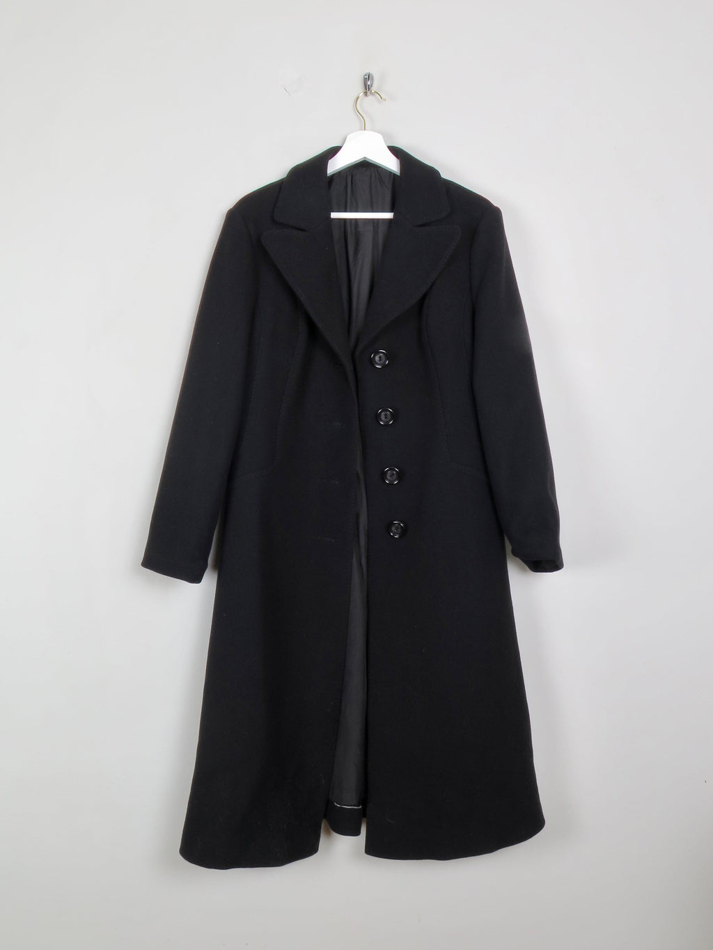 Women's Black Wool 1970s Coat 12/14 - The Harlequin