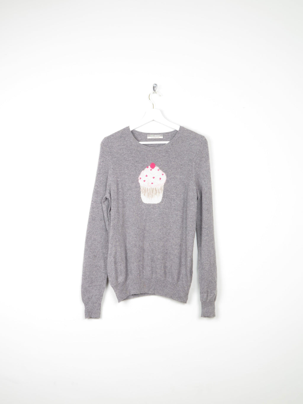 Women's M&S Cashmere Grey Jumper With CupCake Design M - The Harlequin