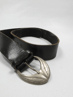 Women's Vintage Black Leather Belt S - The Harlequin