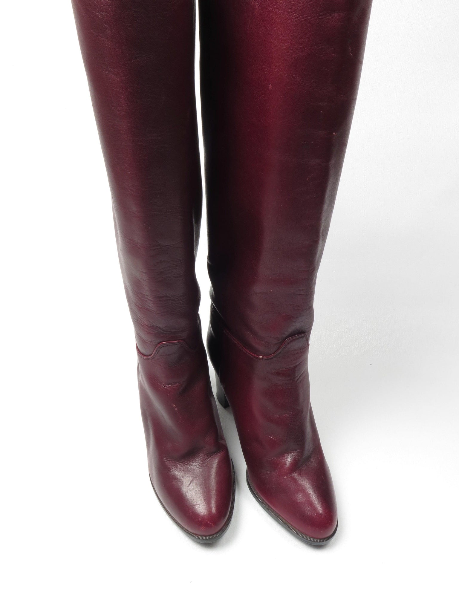 Wine Leather Vintage Boots 36/3 - The Harlequin