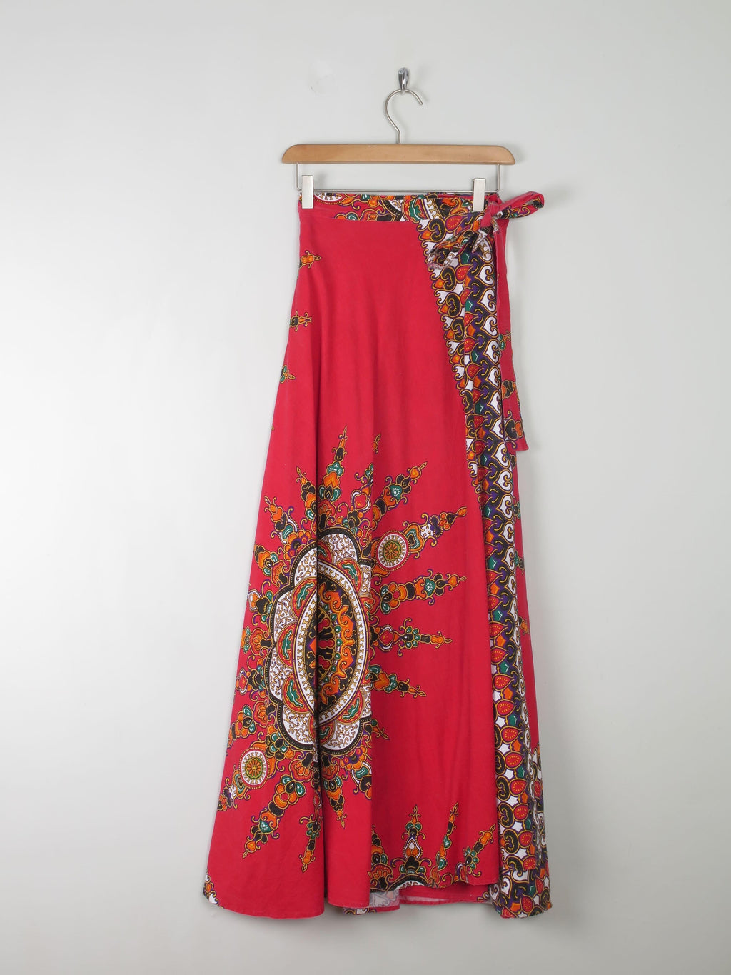 1970s Vintage Batik Print Maxi Wrap Skirt S - The Harlequin