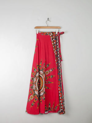 1970s Vintage Batik Print Maxi Wrap Skirt S - The Harlequin