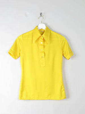 1970s Vintage Yellow Top With a Collar XS - The Harlequin