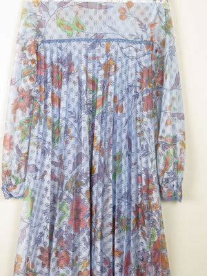 1970s Vintage Dress Printed Blue Lace Jintys S - The Harlequin