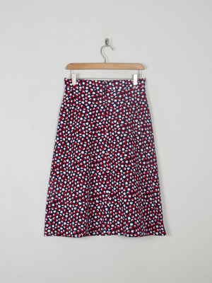 1970s Vintage Printed A-line Skirt Red & Navy S - The Harlequin