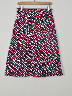 1970s Vintage Printed A-line Skirt Red & Navy S - The Harlequin