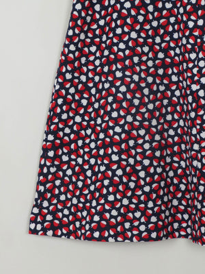 1970s Vintage Printed A-line Skirt Red & Navy S - The Harlequin