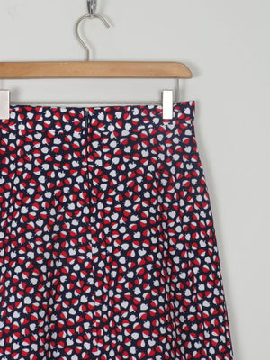 1970s Vintage Printed A-line Skirt Red & Navy S - The Harlequin