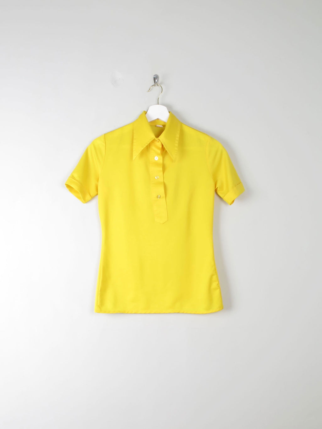 1970s Vintage Yellow Top With a Collar XS - The Harlequin