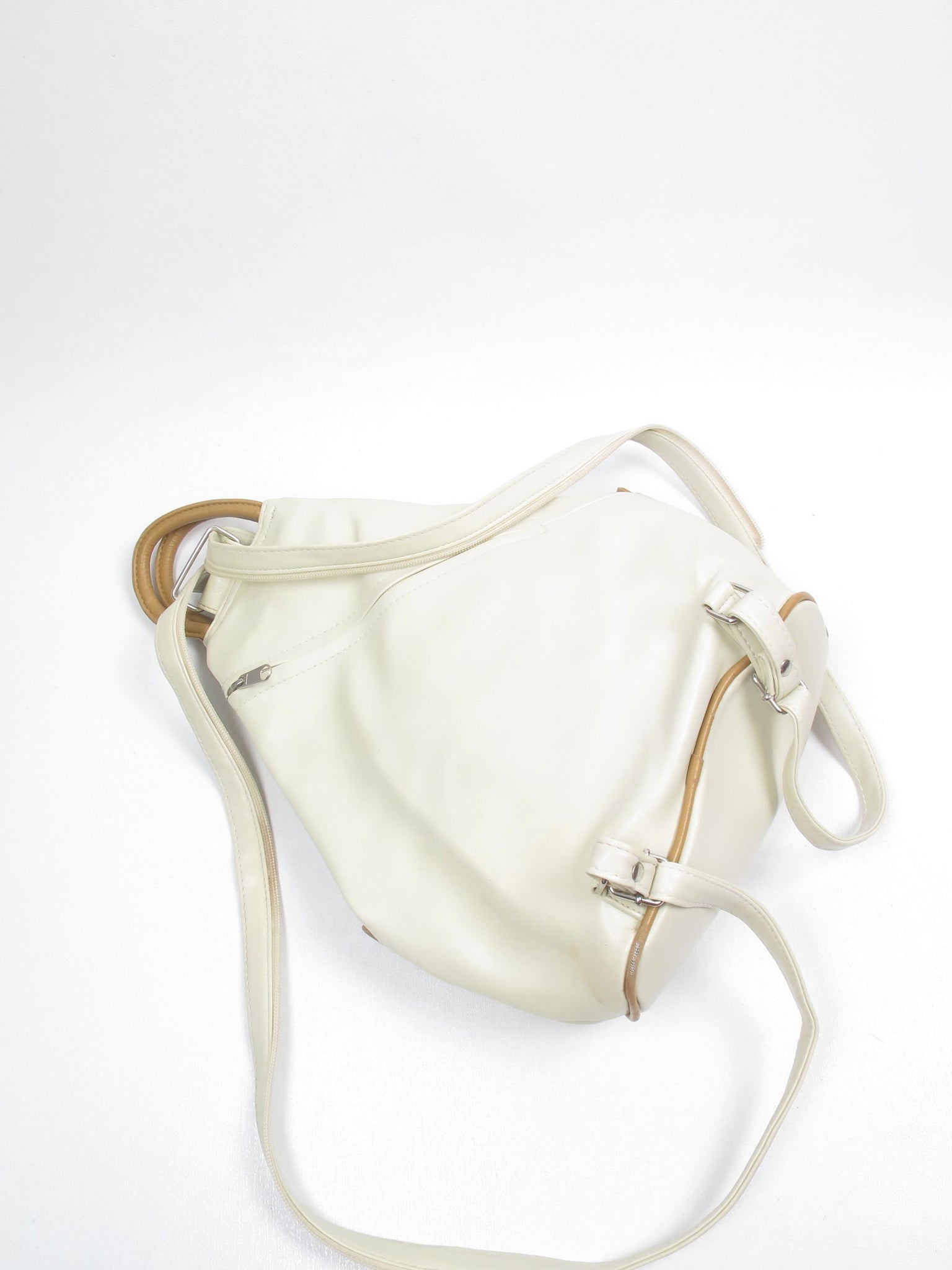 1980s Vintage Backpack Bag Cream - The Harlequin
