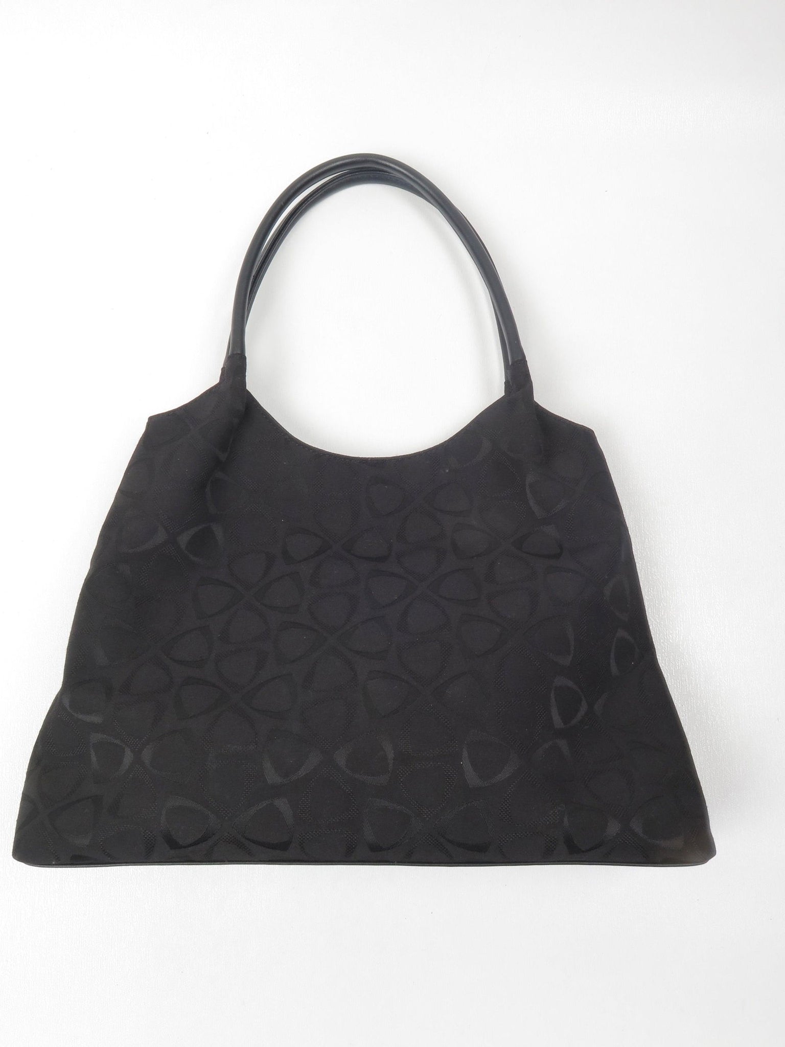 1990s Vintage Black Liz Claiborne Fabric Embossed Shoulder Bag