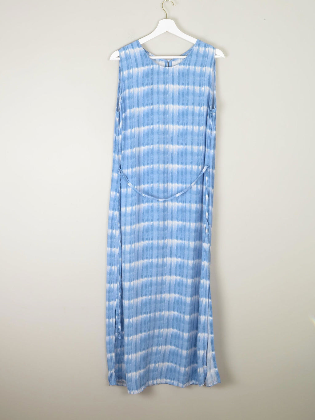 1990s Vintage Blue Check Style Graphic Print Long Dress M/L - The Harlequin