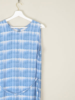 1990s Vintage Blue Check Style Graphic Print Long Dress M/L - The Harlequin