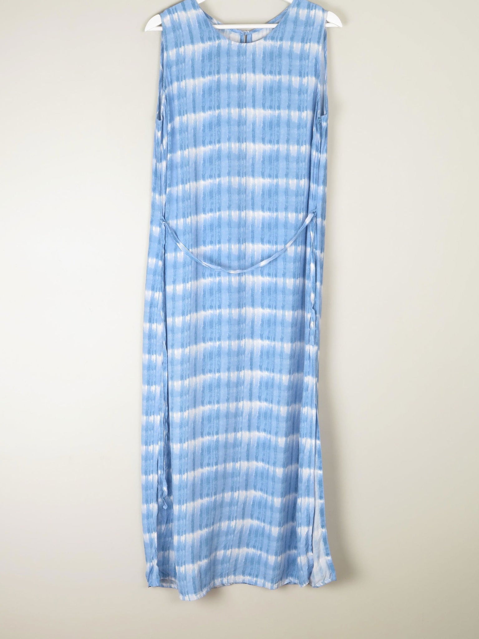 1990s Vintage Blue Check Style Graphic Print Long Dress M/L - The Harlequin