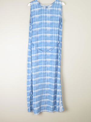 1990s Vintage Blue Check Style Graphic Print Long Dress M/L - The Harlequin