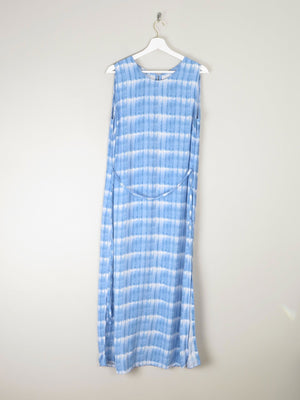 1990s Vintage Blue Check Style Graphic Print Long Dress M/L - The Harlequin