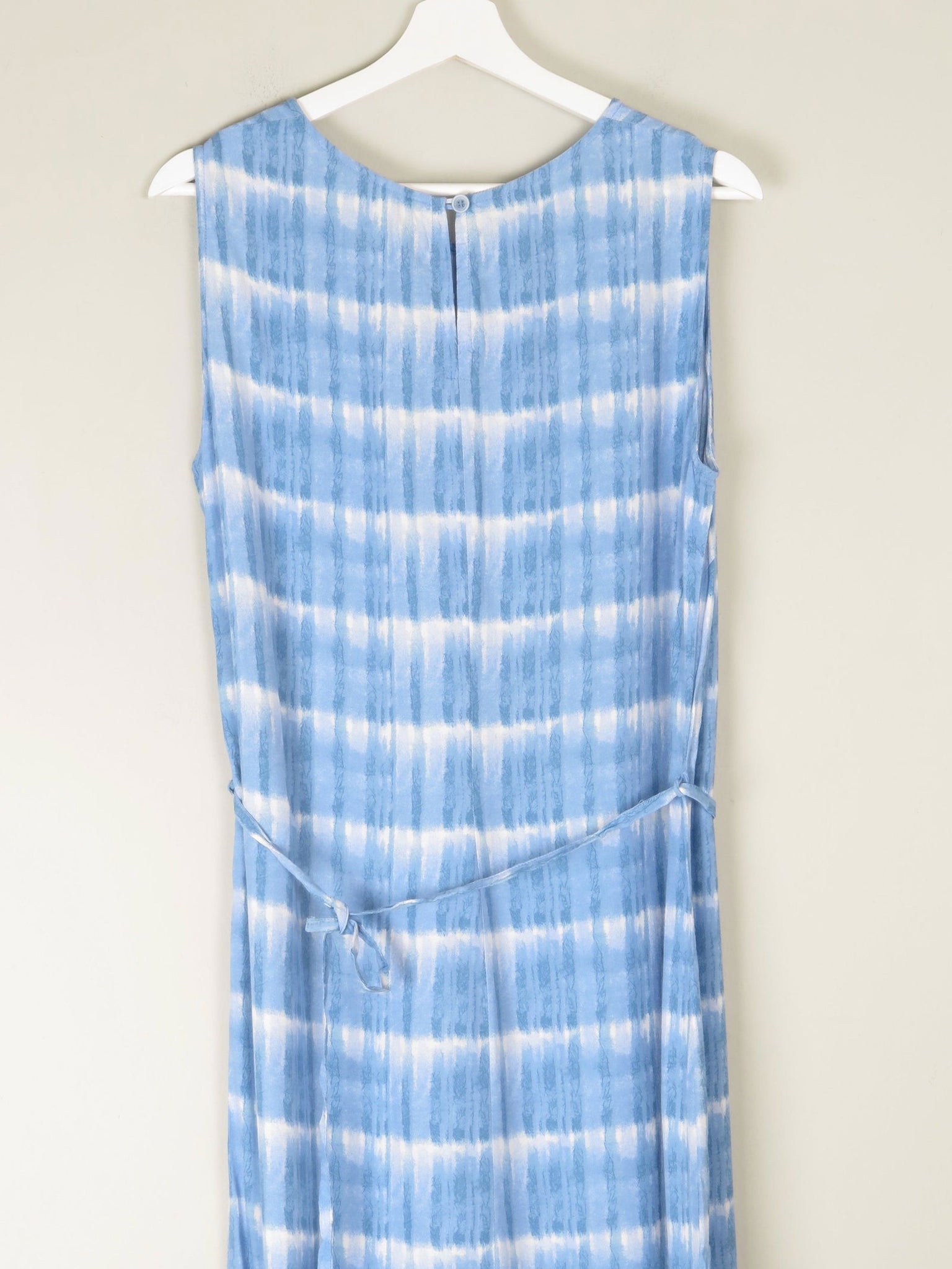 1990s Vintage Blue Check Style Graphic Print Long Dress M/L - The Harlequin