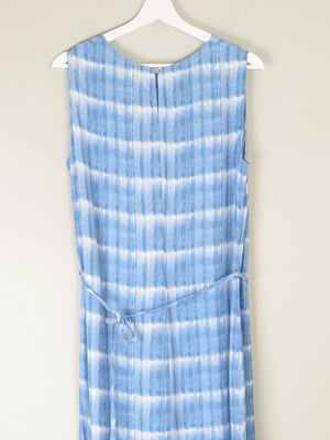 1990s Vintage Blue Check Style Graphic Print Long Dress M/L - The Harlequin