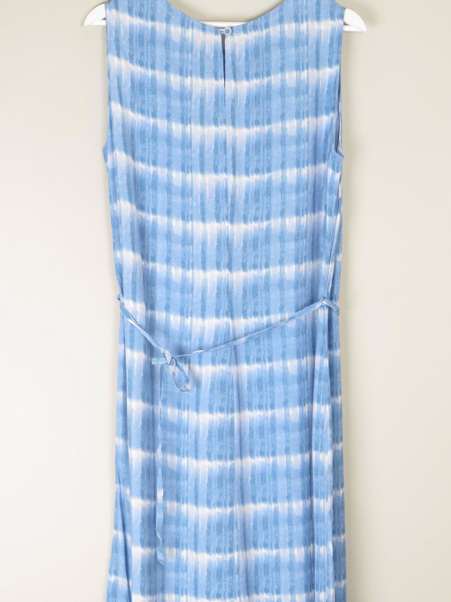 1990s Vintage Blue Check Style Graphic Print Long Dress M/L - The Harlequin