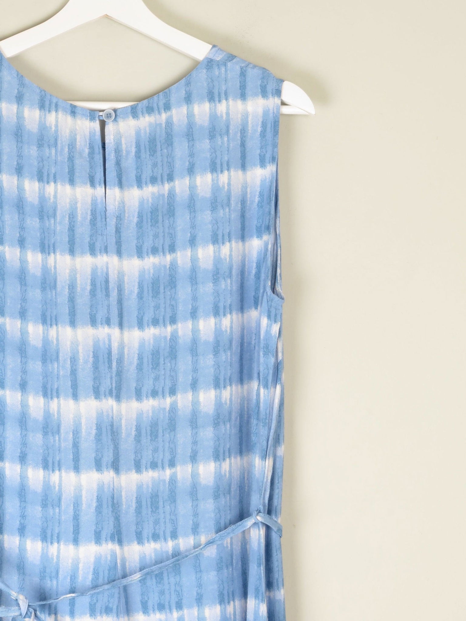 1990s Vintage Blue Check Style Graphic Print Long Dress M/L - The Harlequin