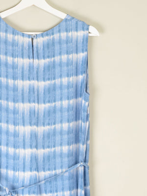 1990s Vintage Blue Check Style Graphic Print Long Dress M/L - The Harlequin