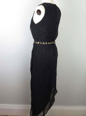 1990s Vintage Dress With Leaf Designs S - The Harlequin