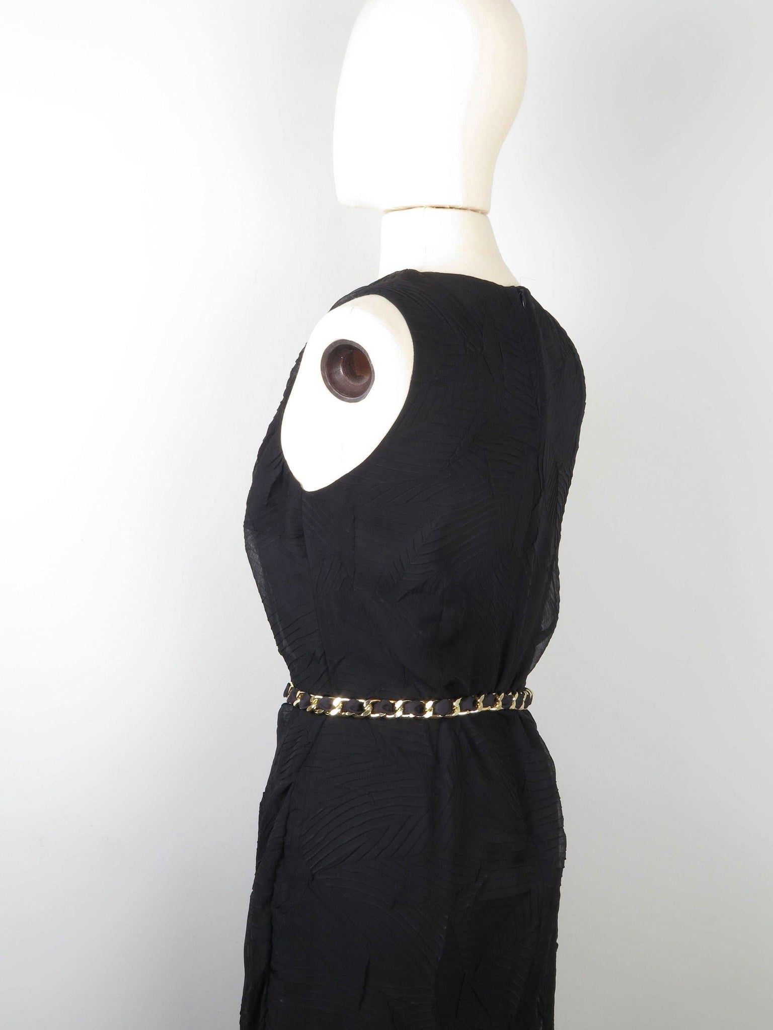 1990s Vintage Dress With Leaf Designs S - The Harlequin