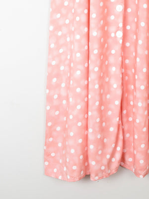 1990s Vintage Peach Polka Dot Button Down Midi Dress Unworn S - The Harlequin