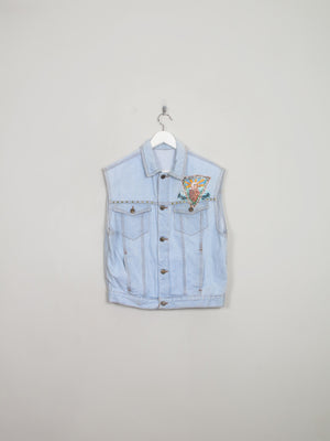 Men's Vintage Denim Gilet Hand-painted  S