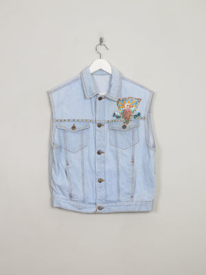 Men's Vintage Denim Gilet Hand-painted  S