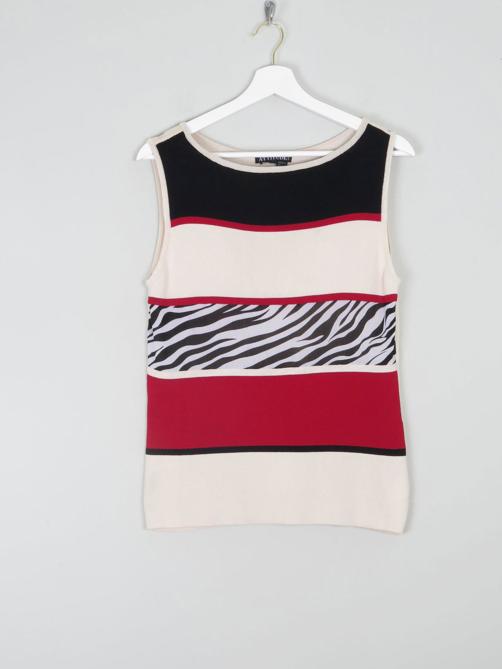 90s Knitted Tank Top With Mixed Patterns S/M - The Harlequin