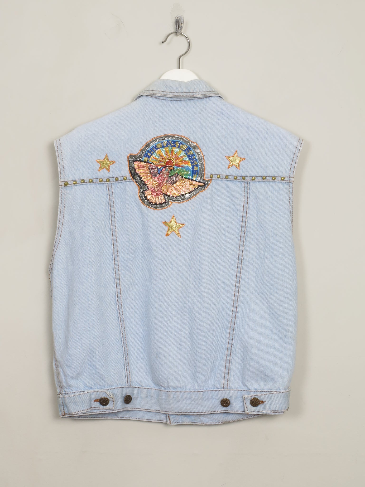 Men's Vintage Denim Gilet Hand-painted  S