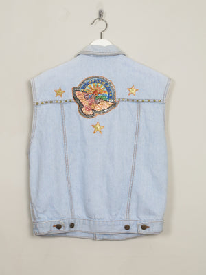 Men's Vintage Denim Gilet Hand-painted  S