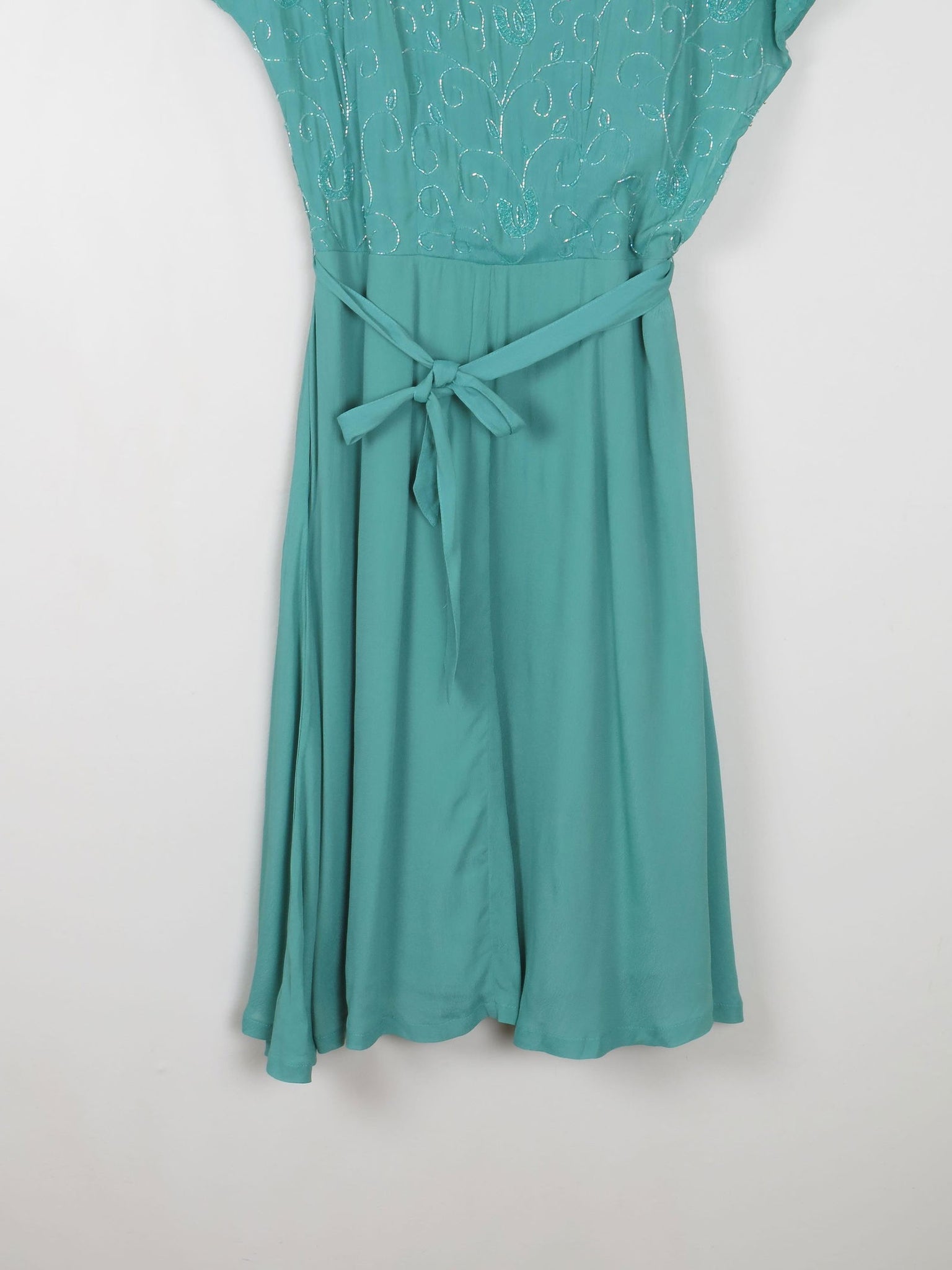 Aqua Beaded 1950s Vintage Style Beaded Dress 10 - The Harlequin