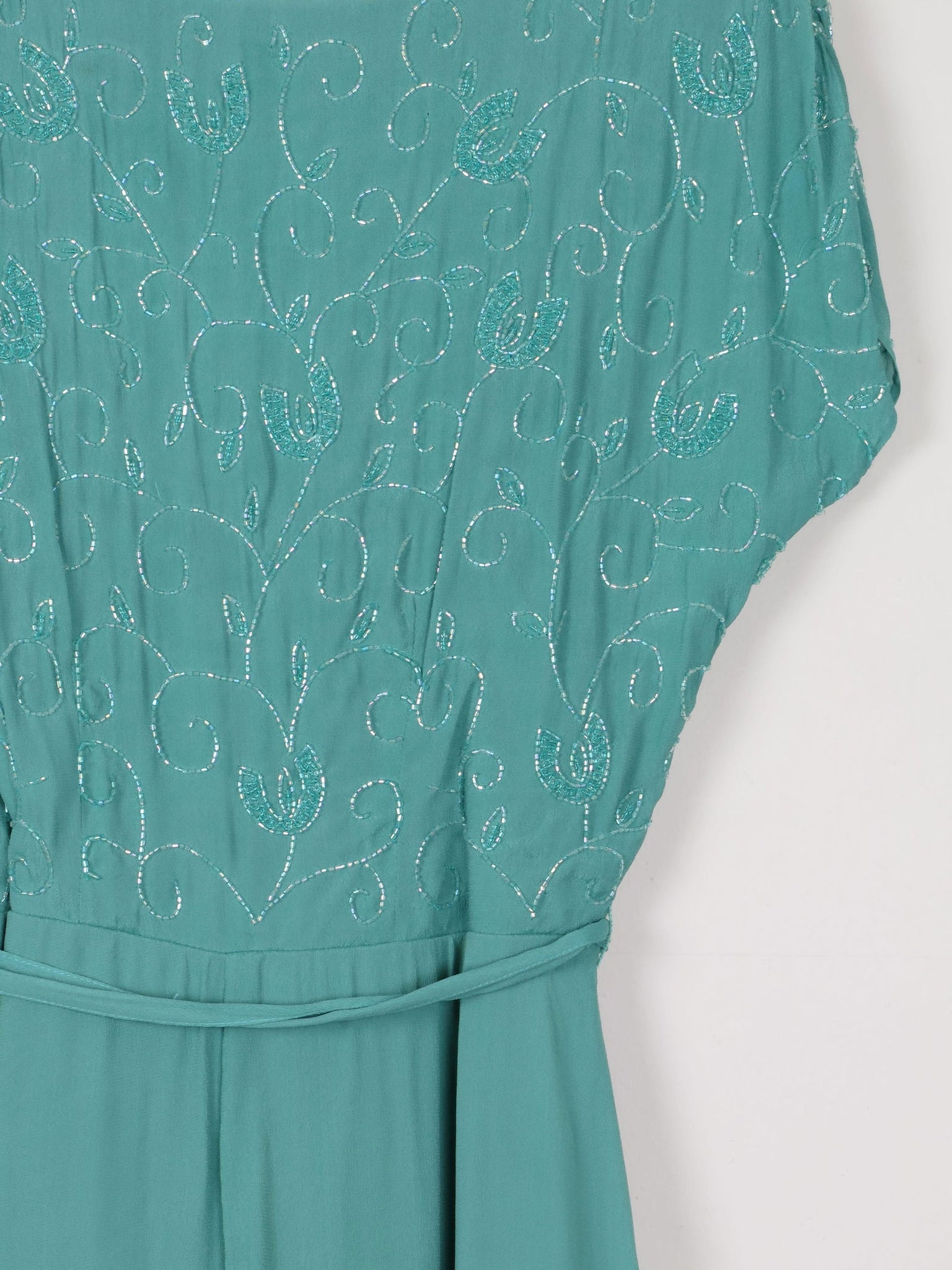 Aqua Beaded 1950s Vintage Style Beaded Dress 10 - The Harlequin