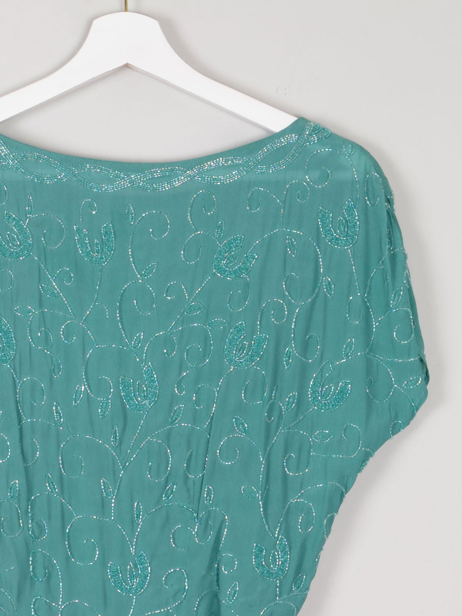 Aqua Beaded 1950s Vintage Style Beaded Dress 10 - The Harlequin