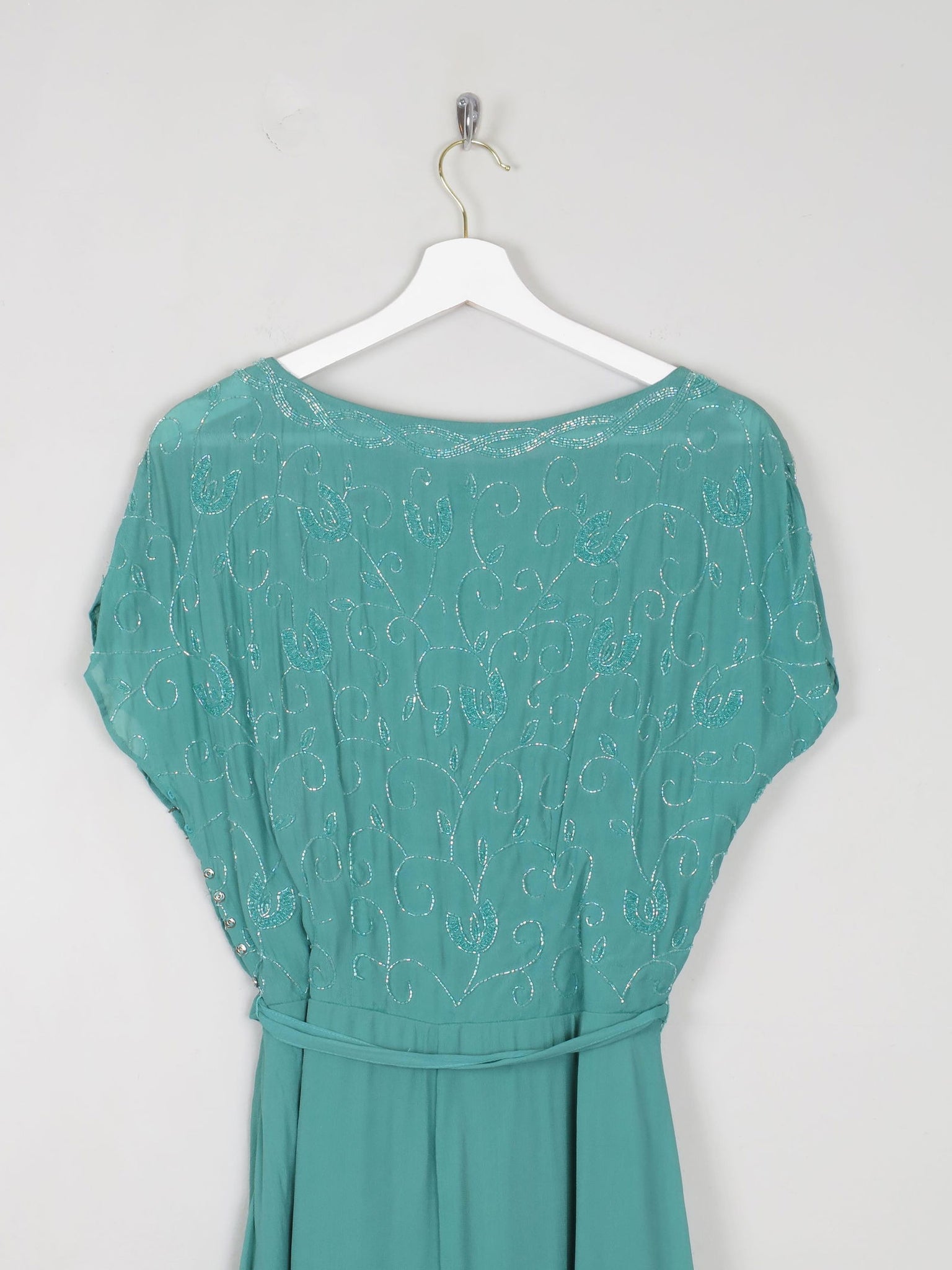 Aqua Beaded 1950s Vintage Style Beaded Dress 10 - The Harlequin