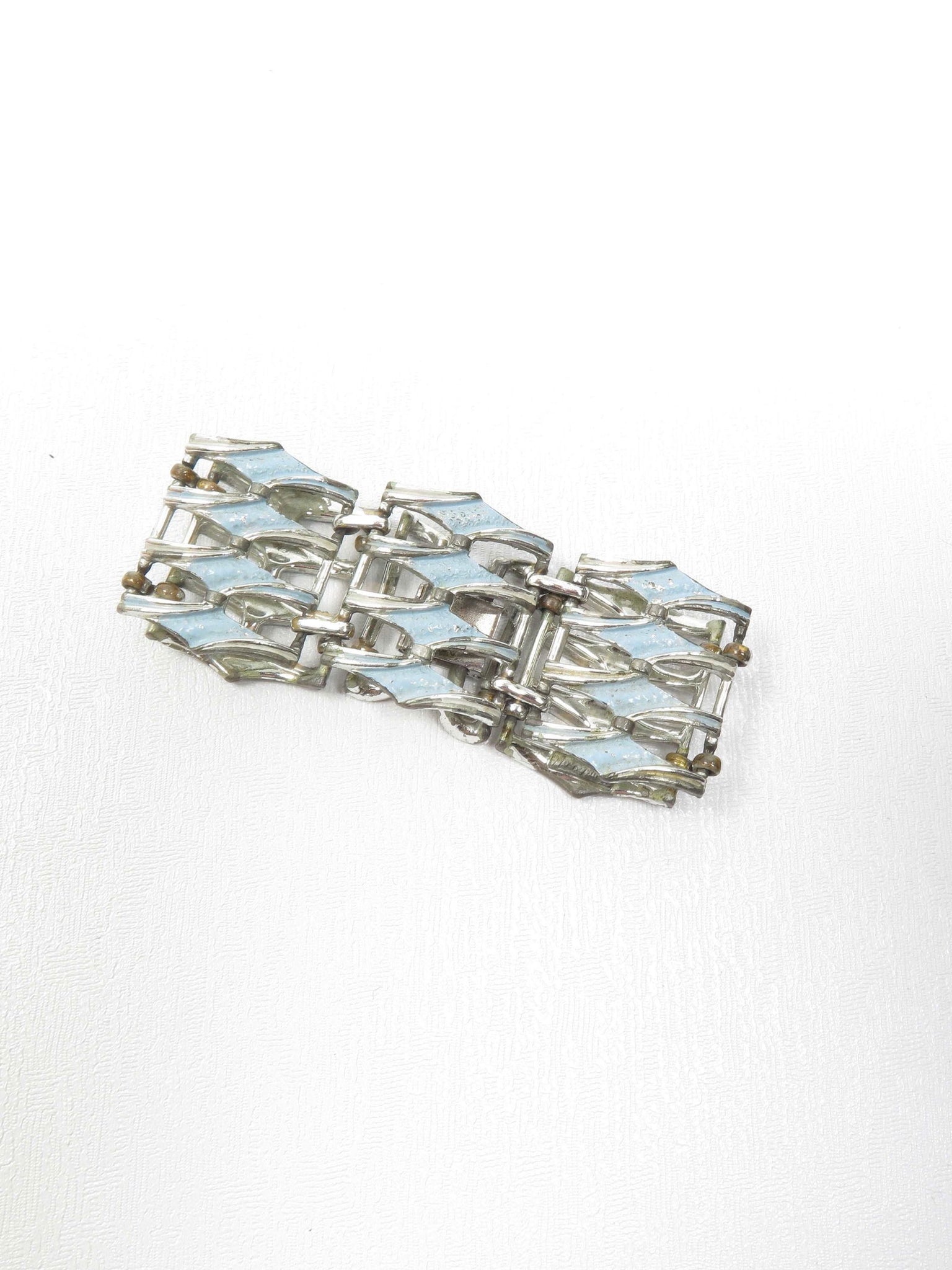 Baby Blue Vintage Enamel 1960s Bracelet - The Harlequin