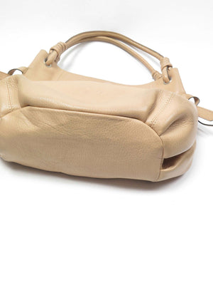 Beige Large Vintage Leather Hobo Bag - The Harlequin
