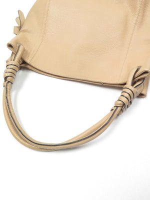 Beige Large Vintage Leather Hobo Bag - The Harlequin
