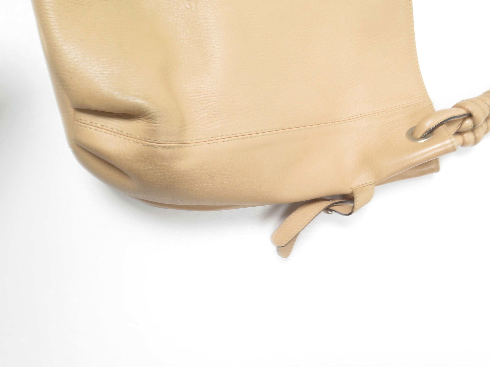 Beige Large Vintage Leather Hobo Bag - The Harlequin