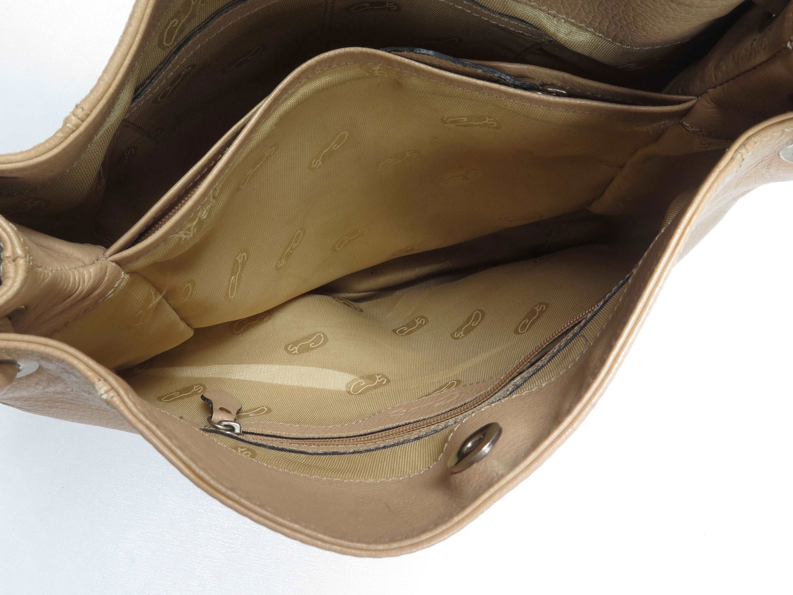 Beige Large Vintage Leather Hobo Bag - The Harlequin
