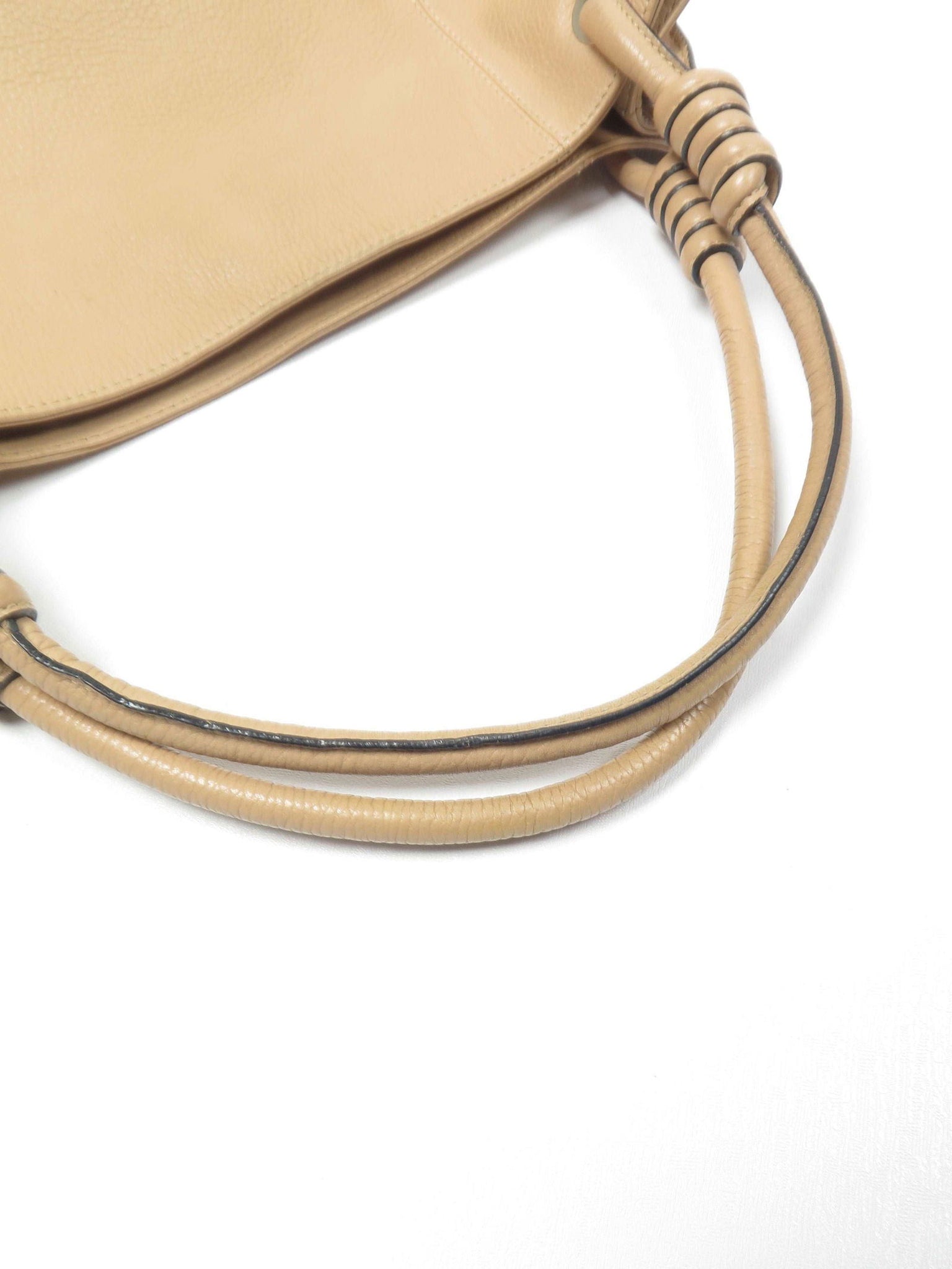 Beige Large Vintage Leather Hobo Bag - The Harlequin