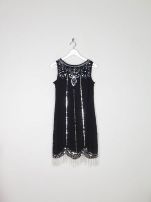 Black 1920s Vintage Style Flapper Dress With Beads S - The Harlequin