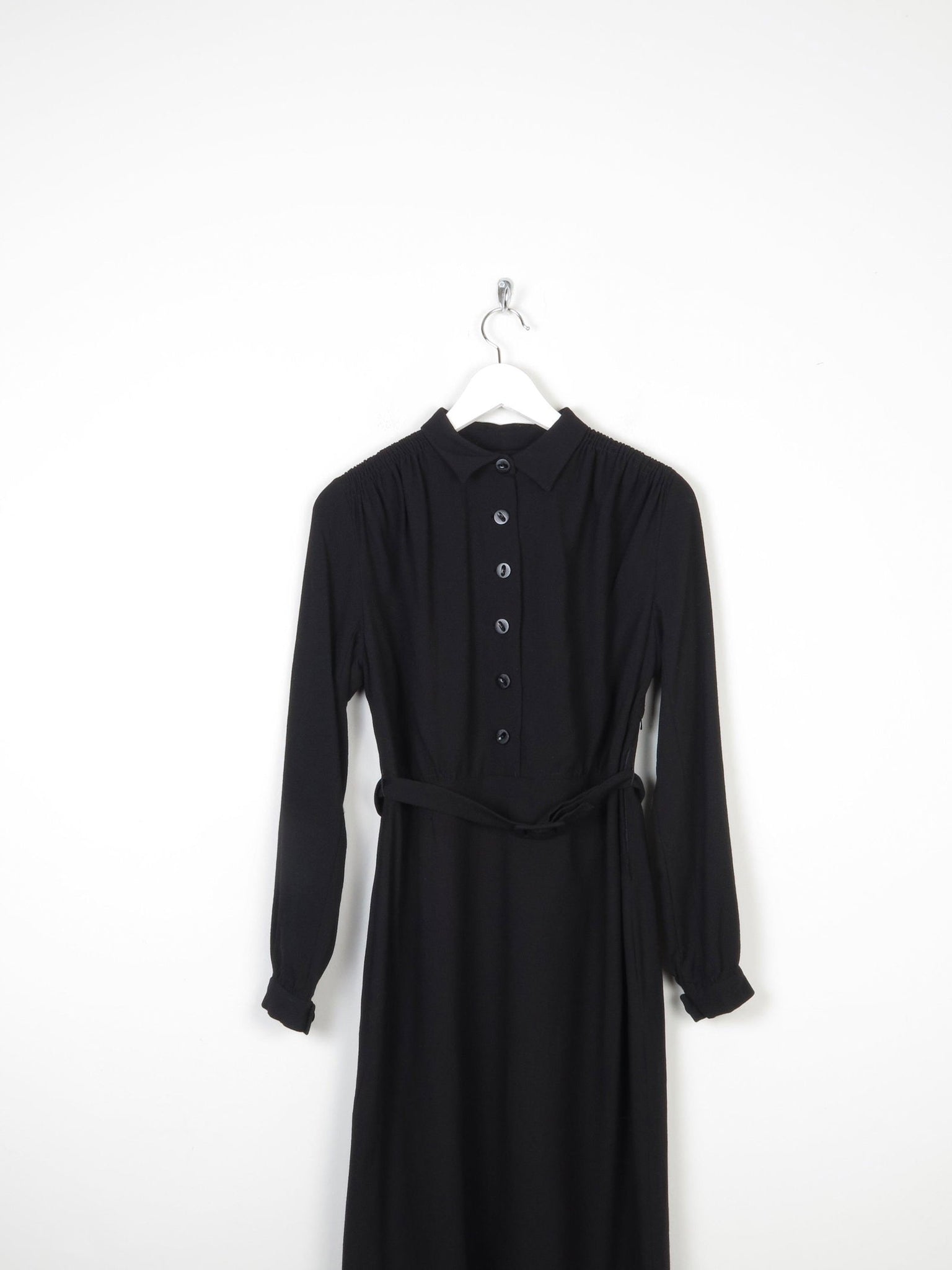 Black 1940s Crepe Wool Dress 8 - The Harlequin