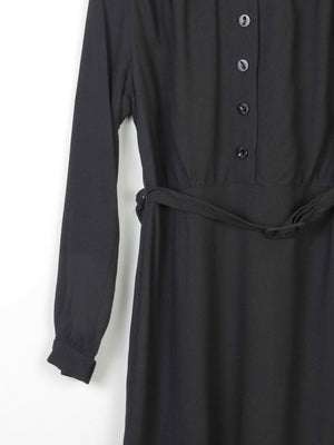 Black 1940s Crepe Wool Dress 8 - The Harlequin