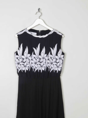 Black 1970s Vintage Dress With Appliqué White Floral Design 10 - The Harlequin