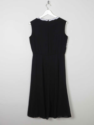 Black 1970s Vintage Dress With Appliqué White Floral Design 10 - The Harlequin