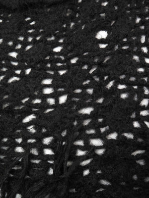 Black Crochet Vintage Shawl/Scarf - The Harlequin