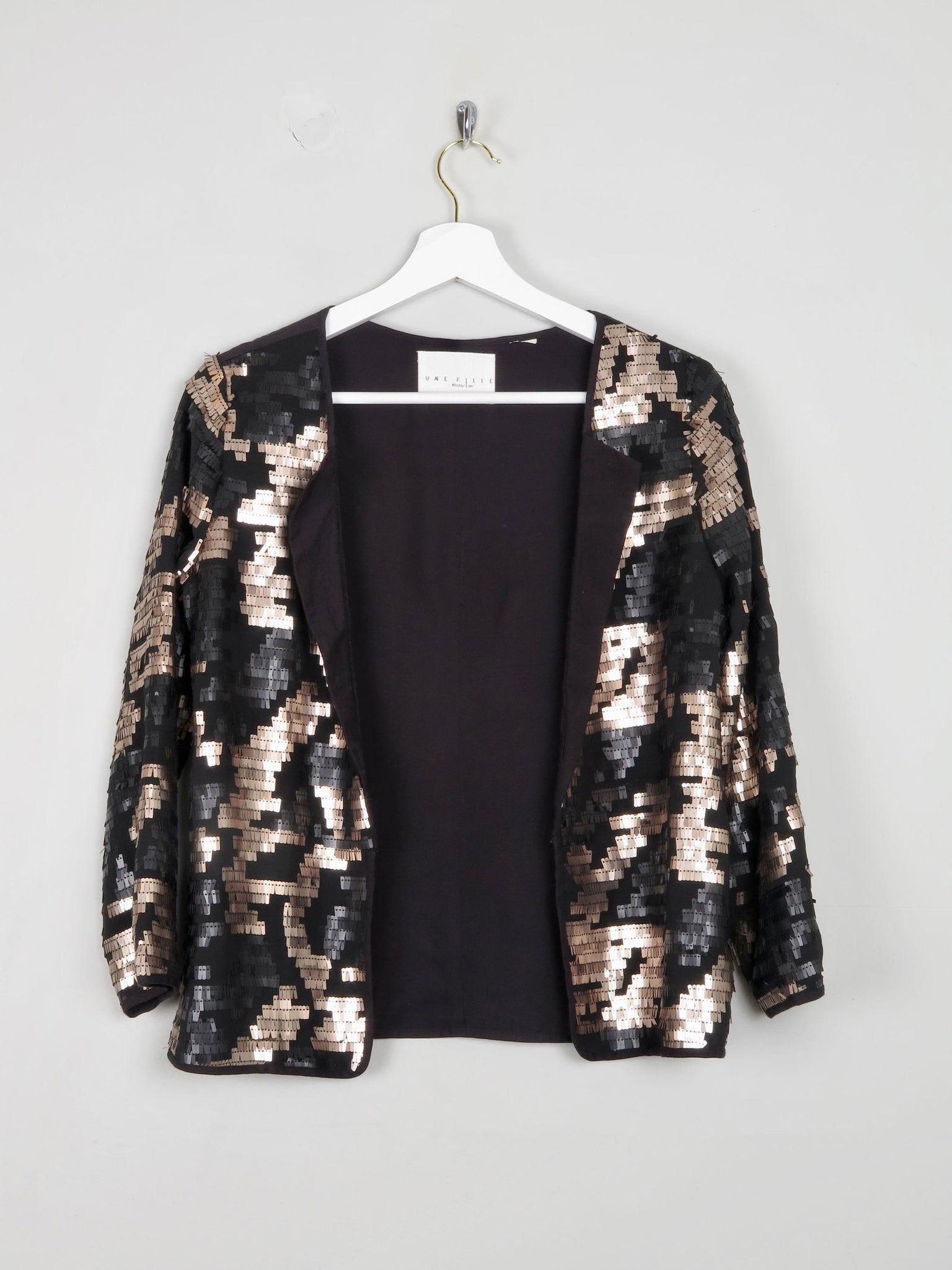 Black & Gold Sequin Cropped Jacket Xs/S - The Harlequin